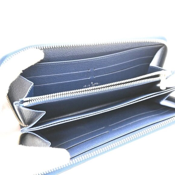 LOUIS VUITTON LV Logo Zippy Wallet Epi Leather Saphir Blue SHW M60435 32KB286 - Picture 9 of 13